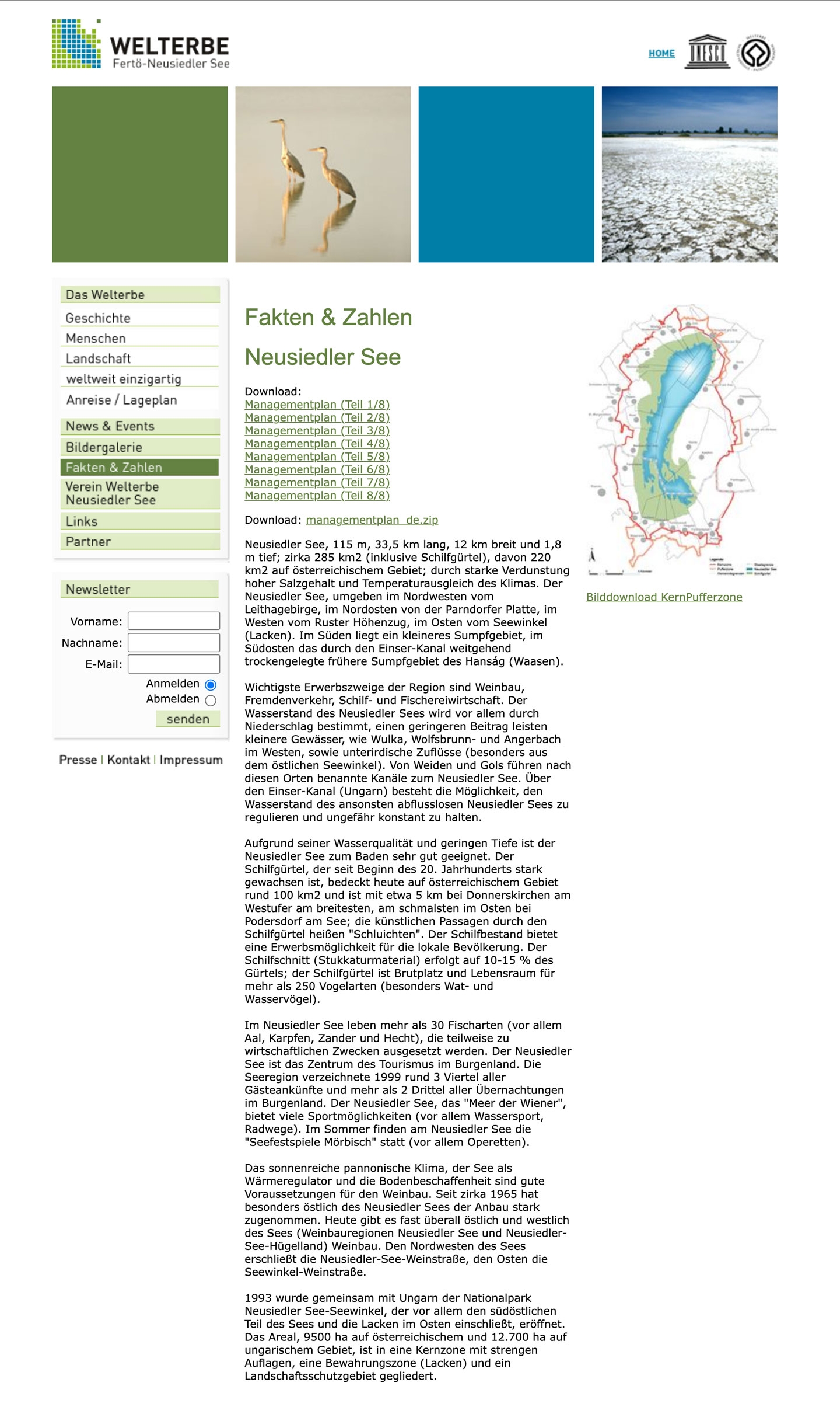 Welterbe Neusiedler See | welterbe.org | 2005 (Screen Full Scroll) © echonet communication / Auftraggeber